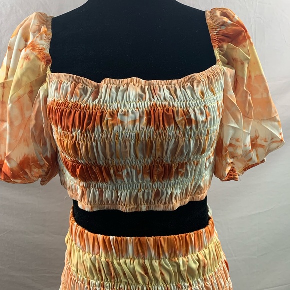 Tie Dye Shirred Crop Top & Ruffle Hem Mermaid Skirt 50% OFF - Picture 8 of 9